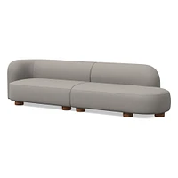 Laurent 122.5" 2-Piece Bumper Sofa, Left-Arm 2 Seater Right-Arm Performance Yarn Dyed Linen Weave, Alabaster, Blonde