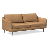 Sloane 86" Sofa, Saddle Leather, Nut, Light Bronze