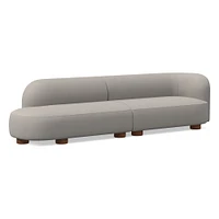 Laurent 122.5" 2-Piece Bumper Sofa, Left-Arm 2 Seater Right-Arm Performance Yarn Dyed Linen Weave, Alabaster, Blonde