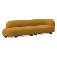 Laurent 122.5" 2-Piece Bumper Sofa, Left-Arm 2 Seater Right-Arm Performance Yarn Dyed Linen Weave, Alabaster, Blonde