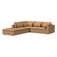 Harmony Modular 121" Left Multi Seat 4-Piece Sectional, Standard Depth, Saddle Leather, Nut