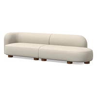 Laurent 122.5" 2-Piece Bumper Sofa, Left-Arm 2 Seater Right-Arm Performance Yarn Dyed Linen Weave, Alabaster, Blonde