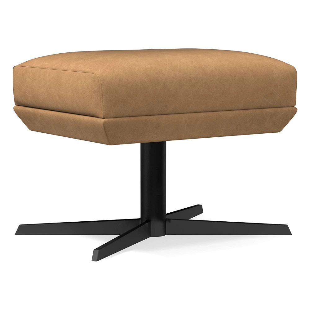 Austin Swivel Ottoman, Poly, Saddle Leather, Nut, Dark Bronze