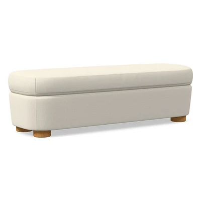 Leroy Storage Bench Performance Yarn Dyed Linen Weave Alabaster Almond on Ash Poly