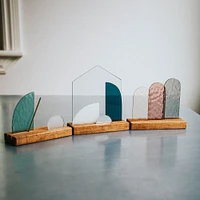 Modern Stained Glass Nativity Set, Maple Wood