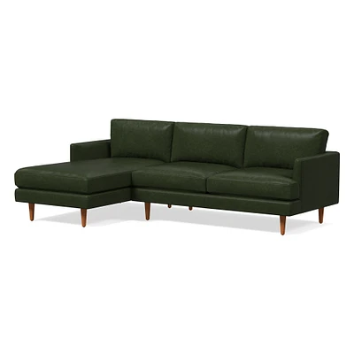 Haven Loft Set 02: RA Sofa, LA Chaise, Saddle Leather, Nut, Pecan, Trillium