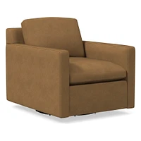 Marin Leather Swivel Chair, Saddle Leather, Nut, Concealed Support, Poly