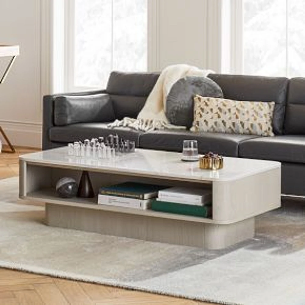 Panorama 52" Coffee Table, Marble, Feather Gray