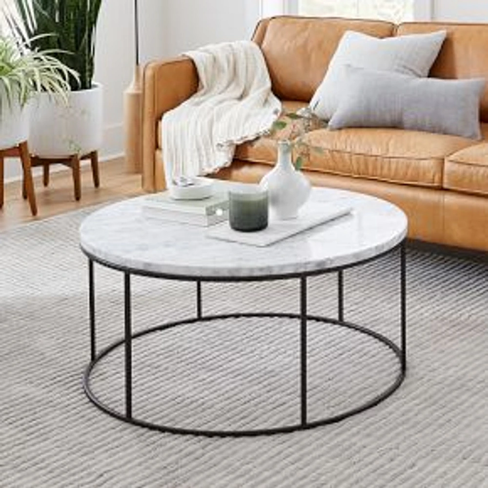 Streamline 34" Coffee Table, Marble, Dark Bronze