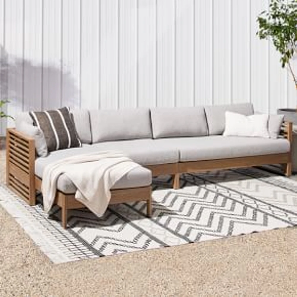 Santa Fe Slatted Outdoor Left Arm Chaise, Driftwood