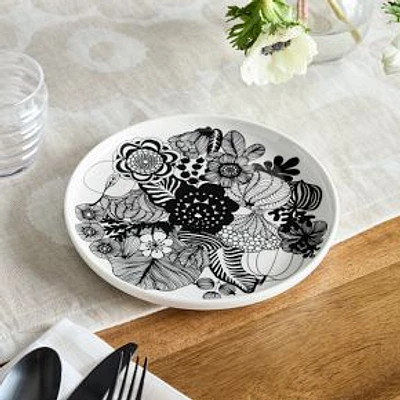 Marimekko Oiva Siirtolapuutarha Salad Plate, Black and White, Each