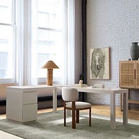 Parsons L-Shaped Desk + File Cabinet Set