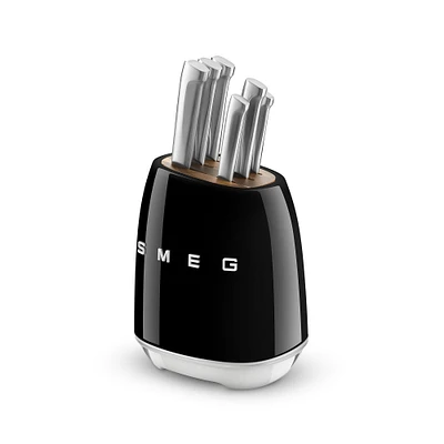 Smeg Knife Block + Knives Set, Black