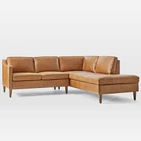 Hamilton Leather 2-Piece Bumper Chaise Sectional (88"–98") | West Elm