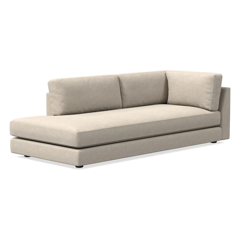 Chip & Dent: Haven Left Arm Bumper Chaise, Trillium, Performance Distressed Velvet, Sand