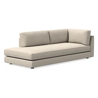 Chip & Dent: Haven Left Arm Bumper Chaise, Trillium, Performance Distressed Velvet, Sand