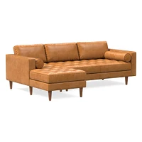 Dennes Leather 2 Piece Chaise Sectional | Sofa With West Elm