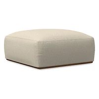 Quinten Ottoman, Performance Yarn Dyed Linen Weave Alabaster, Cool Walnut