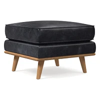 Zander Leather Ottoman | West Elm