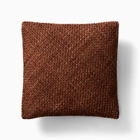 Heathered Basket Weave Wool PC 20x20, Chocolate + Down Alternative Insert