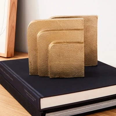 Stepped Brass Metal Bookends | West Elm