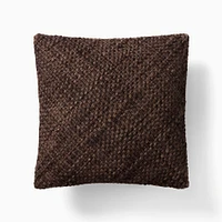 Heathered Basket Weave Wool PC 20x20, Chocolate + Down Alternative Insert