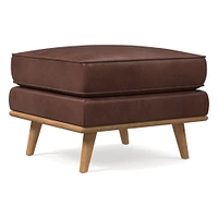 Zander Leather Ottoman | West Elm