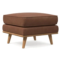 Zander Leather Ottoman | West Elm