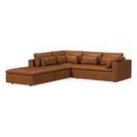 Harmony Modular 121" Left Multi Seat 4-Piece Sectional, Standard Depth, Saddle Leather, Nut