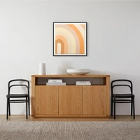 Apricot Cake Stripes by Erica Hauser Framed Paper 24x24 Black