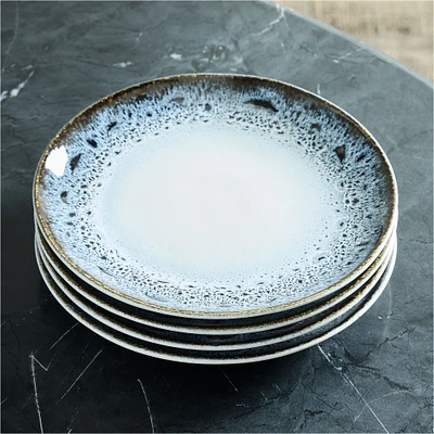 Reactive Glaze Dinner Plate, Black + White, Set of 4