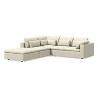 Harmony Modular 121" Left Multi Seat 4-Piece Sectional, Standard Depth, Saddle Leather, Nut