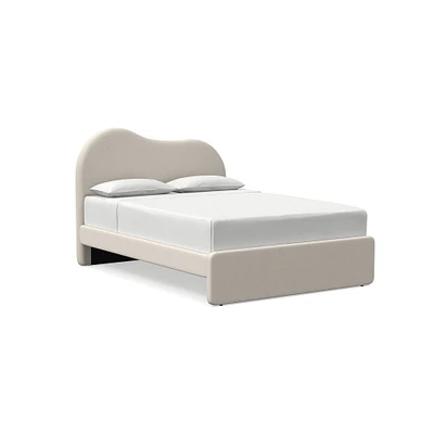 Alba Asymmetric Upholstered Bed, Full, Yarn Dyed Linen Weave, Alabaster