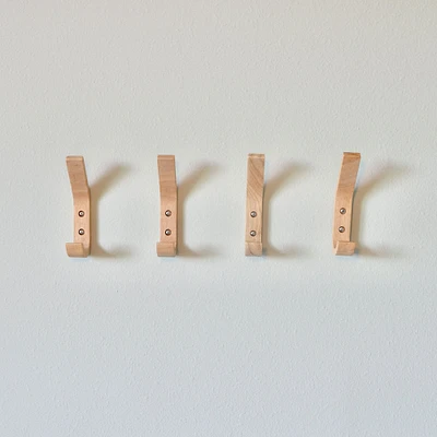 Modern Home by Bellver Wooden L-Shaped Double Wall Hooks - Set of 4 | West Elm