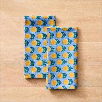 Shama Block-printed Cotton Table Napkin, Set of 2, Blue