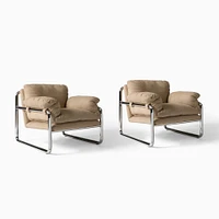 Desmond Chair, Saddle Leather, Nut, Polished Stainless Steel