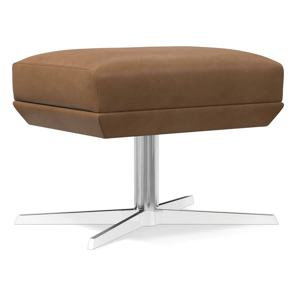 Austin Swivel Ottoman, Poly, Saddle Leather, Nut, Dark Bronze