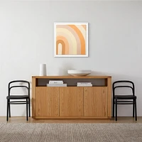 Apricot Cake Stripes by Erica Hauser Framed Paper 24x24 Black