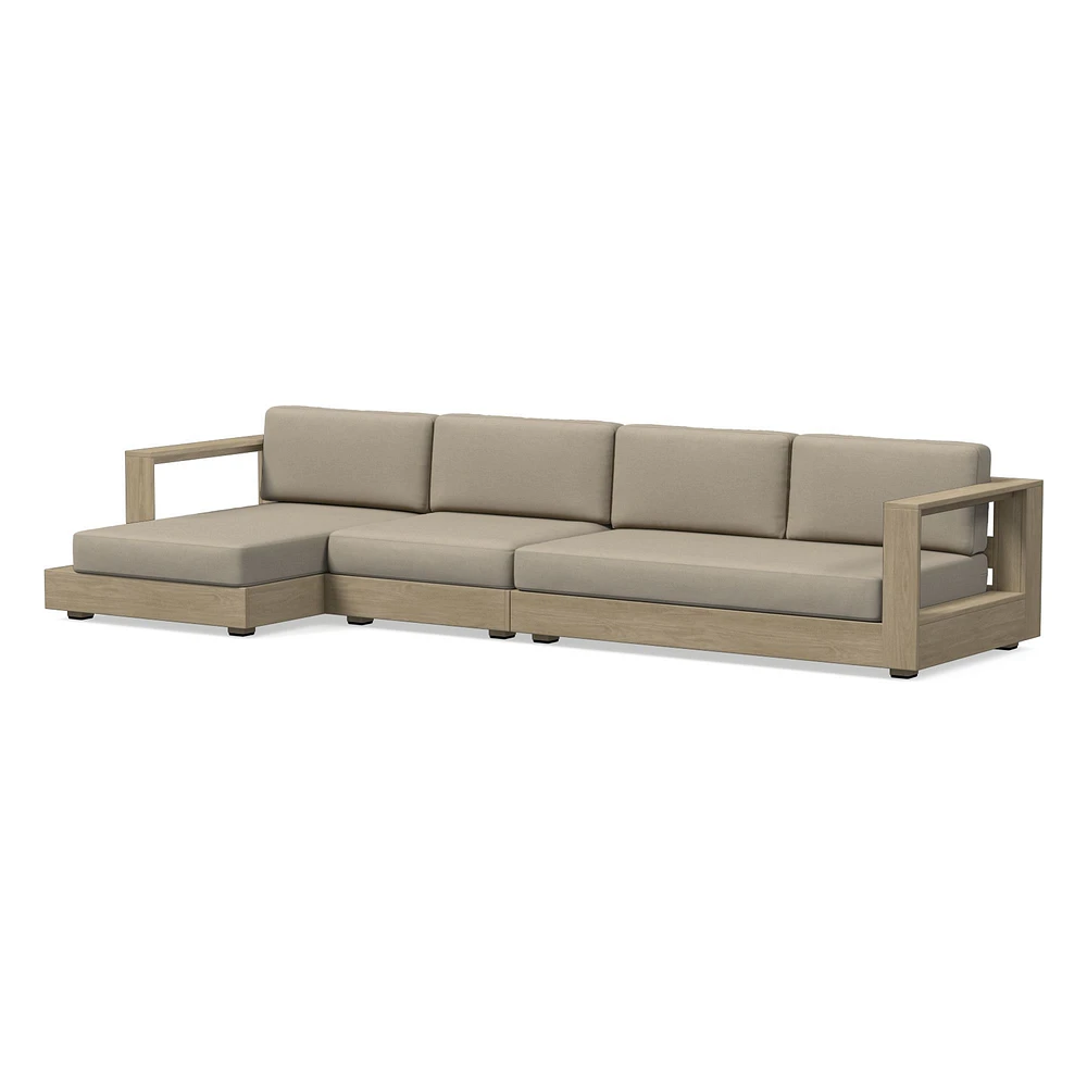 Telluride Sectional, Set 5: Left Arm Chaise + Armless Single Right Sofa Cushion Cover, Canvas, Natural