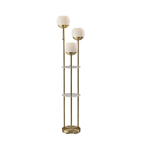 Trio Globe Shelf Floor Lamp, Antique Brass