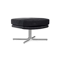 Kristoff Leather Swivel Ottoman Down Saddle Nut Polished S.S.