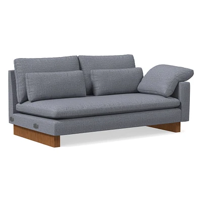 Chip & Dent: Harmony Right Arm 2 Seater Sofa Bench, Down, Performance Yarn Dyed Linen Weave, Graphite, Walnut