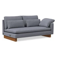 Chip & Dent: Harmony Right Arm 2 Seater Sofa Bench, Down, Performance Yarn Dyed Linen Weave, Graphite, Walnut