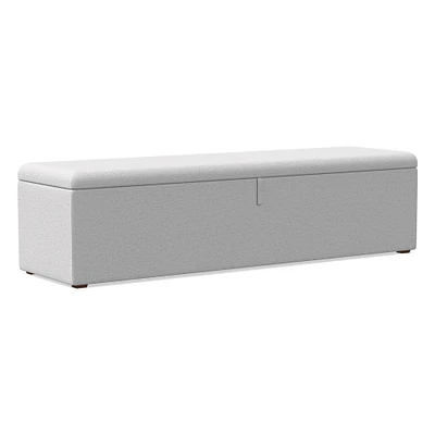 Open Box: Emmett Upholstered Storage King Bench 74 Inch x 18 Poly Performance Twill Frost Gray Cool Walnut