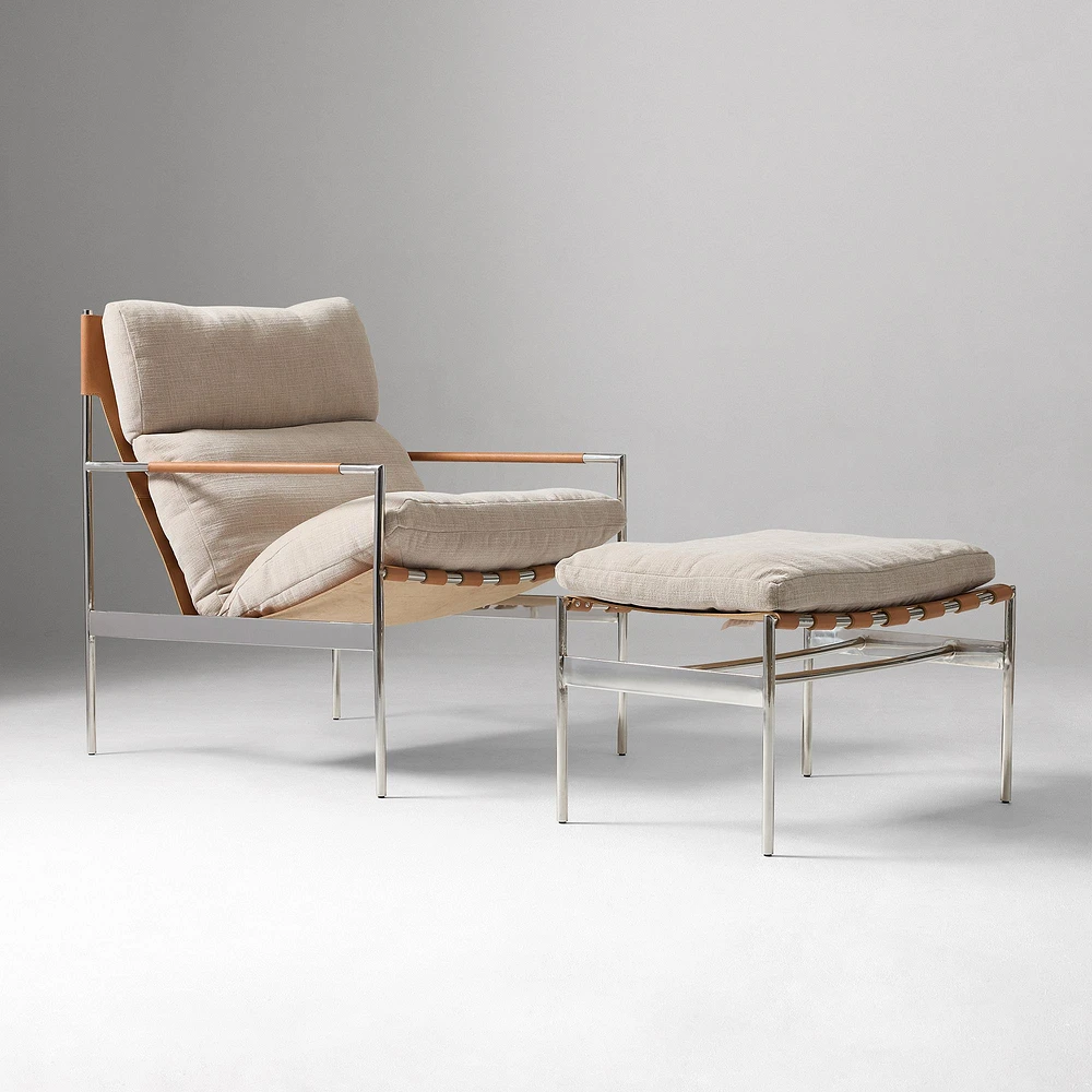 Stuart Sling Chair & Ottoman Set | West Elm