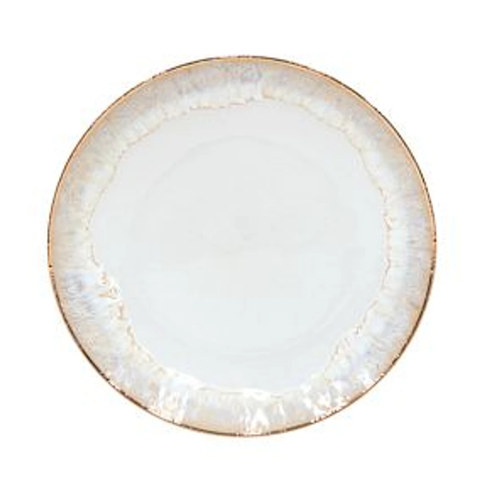 Taormina Gold-Rimmed Dinner Pate, White, Set of 4