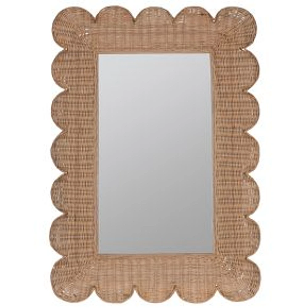 Brooke Rattan Wall Mirror, Natural, 29"Wx40.5"H