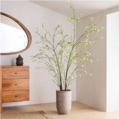 Faux Potted Mixed Botanicals Tree, Berry/Flower/Leaf, 7', Green