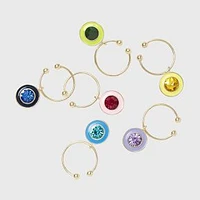 Enamel Gem Wine Charms, Set of 6