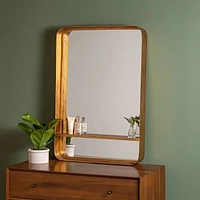 Gold Mirror With Shelf, 24"Wx36"H